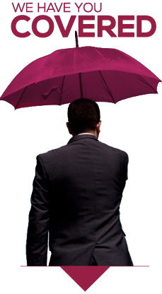 &quot;We have you covered&quot; text over man holding umbrella
